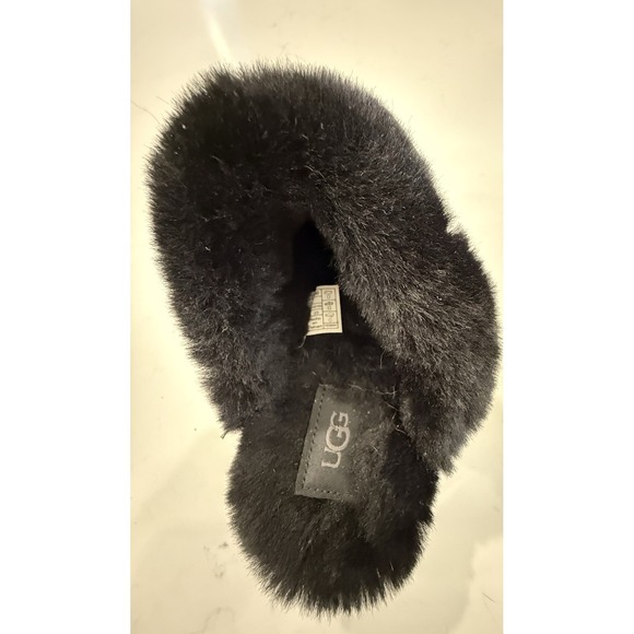 UGG Women's Disquette Suede Black Shoes Fur Slip on's US Size 6 Platform EUC - Picture 4 of 9